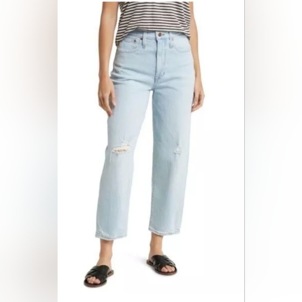 Madewell Balloon Magic Pockets Jeans Baleberry Wash Distressed sz 27 NWT